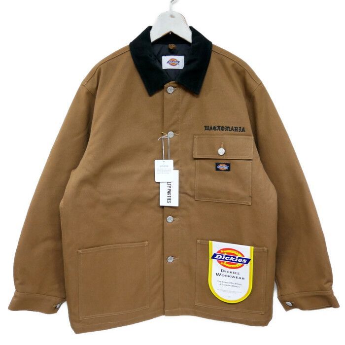 WACKO MARIA Dickies ワコマリア ディッキーズ 正規 24 AW JACKET カバーオールジャケット ダック生地 襟コーデュロイ 裏キルティング FW WMO DC 01 BROWN ブラウン 茶 L