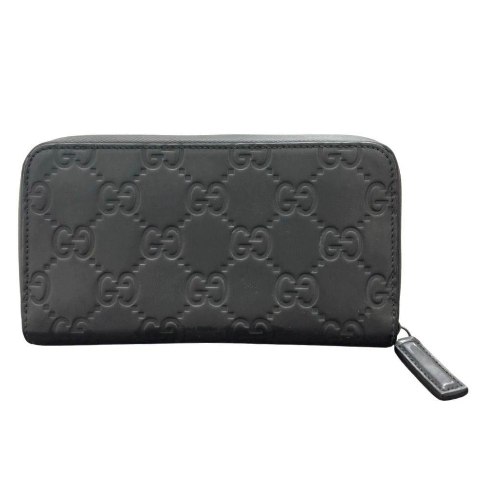 グッチ 長財布 GGラバーエフェクト ジッピーウォレット ブラック 黒 エンボス 型押し シンプル 771421 メンズ
