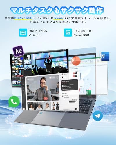  VETESA Office 2025搭載 ノートパソコン Windows 11 Pro 16 GB DDR 5爆速メモリ 512 Nvme SSD 第12世代 N 95 15.6インチ IPS液晶 ラップトップ Webカメラ搭 d 17 c 75 e 9 その他 キッチン 食器