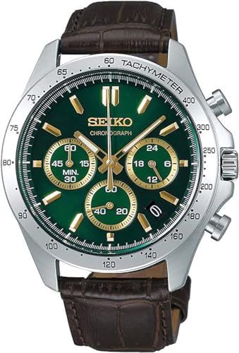 セイコー SEIKO 1 5秒クロノグラフ クオーツ QUARTZ 腕時計 メンズ SBTR 017 グリーン ブラウンレザー po 0 bd edda