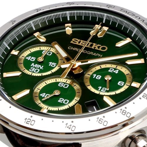 セイコー SEIKO 1 5秒クロノグラフ クオーツ QUARTZ 腕時計 メンズ SBTR 017 グリーン ブラウンレザー po 0 bd edda