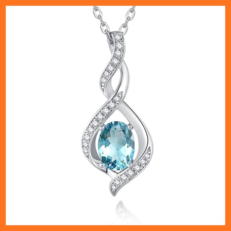 Gemlanto シルバー925 三月誕生石 アクアマリン しずく ネックレス レディース 18金メッキ ラッピング済み プレゼント ギフト