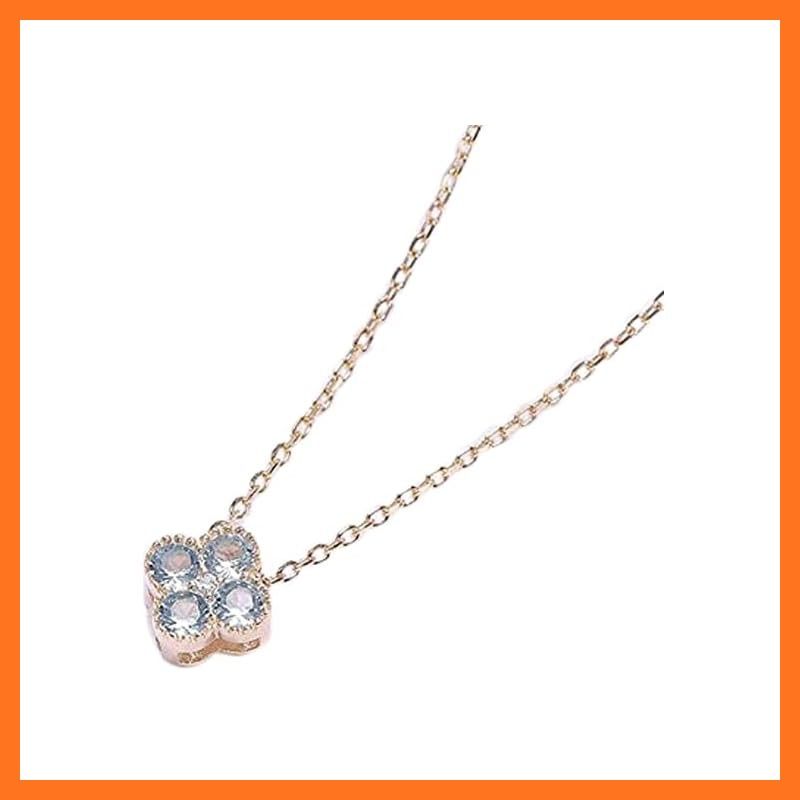 gulamu jewelry グラムジュエリー 誕生石 クローバー ネックレス レディース 誕生月 バースストーン カラーストーン シルバー925 金属アレルギー対応 プレゼント 女性 シンプル アクアマリン