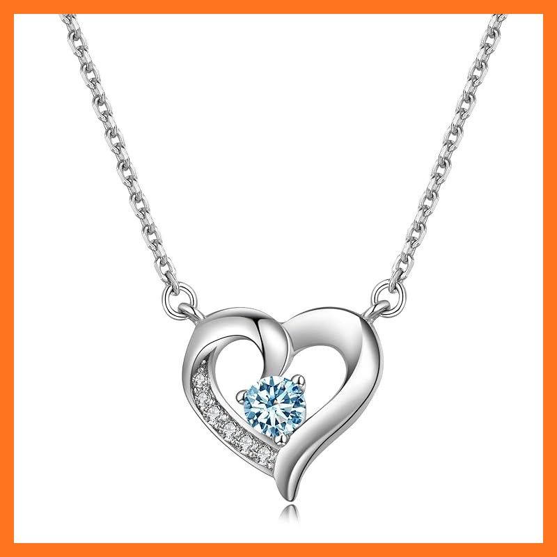 FH bird アクアマリン ネックレス レディース ハート の誕生石 シルバー925 アレルギー対応ネックレス 水色 誕生石 可愛いです 日常使い 入学式 成人式 プレゼント 合成アクアマリン