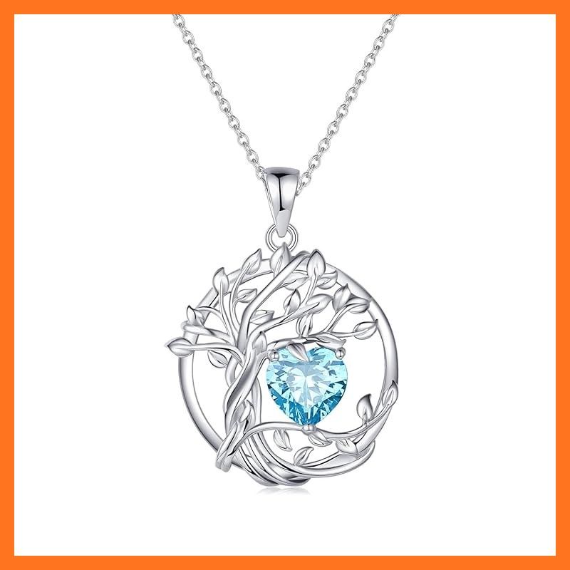[AGVANA] ネックレス レディース アクアマリン 3月 誕生石 生命の樹 モチーフ プラチナメッキ シルバー 925 魔除け お守り ジュエリー ア 新品】 [AGVANA] ネックレス レディース アクアマリン 3月 誕生石 生命