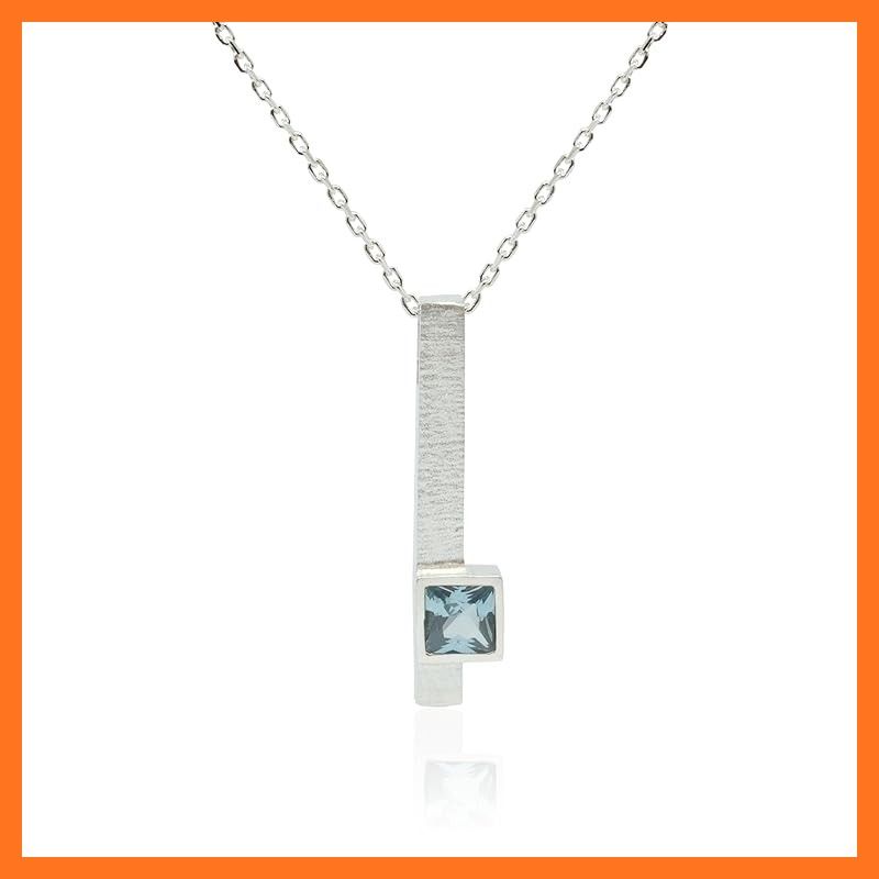 Cloud jewelry クラウドジュエリー アクアマリン スクエア メンズ ネックレス シルバー925 ユニセックス 木製 プレゼント ギフト BOX付 brcn 1 m 誕生石