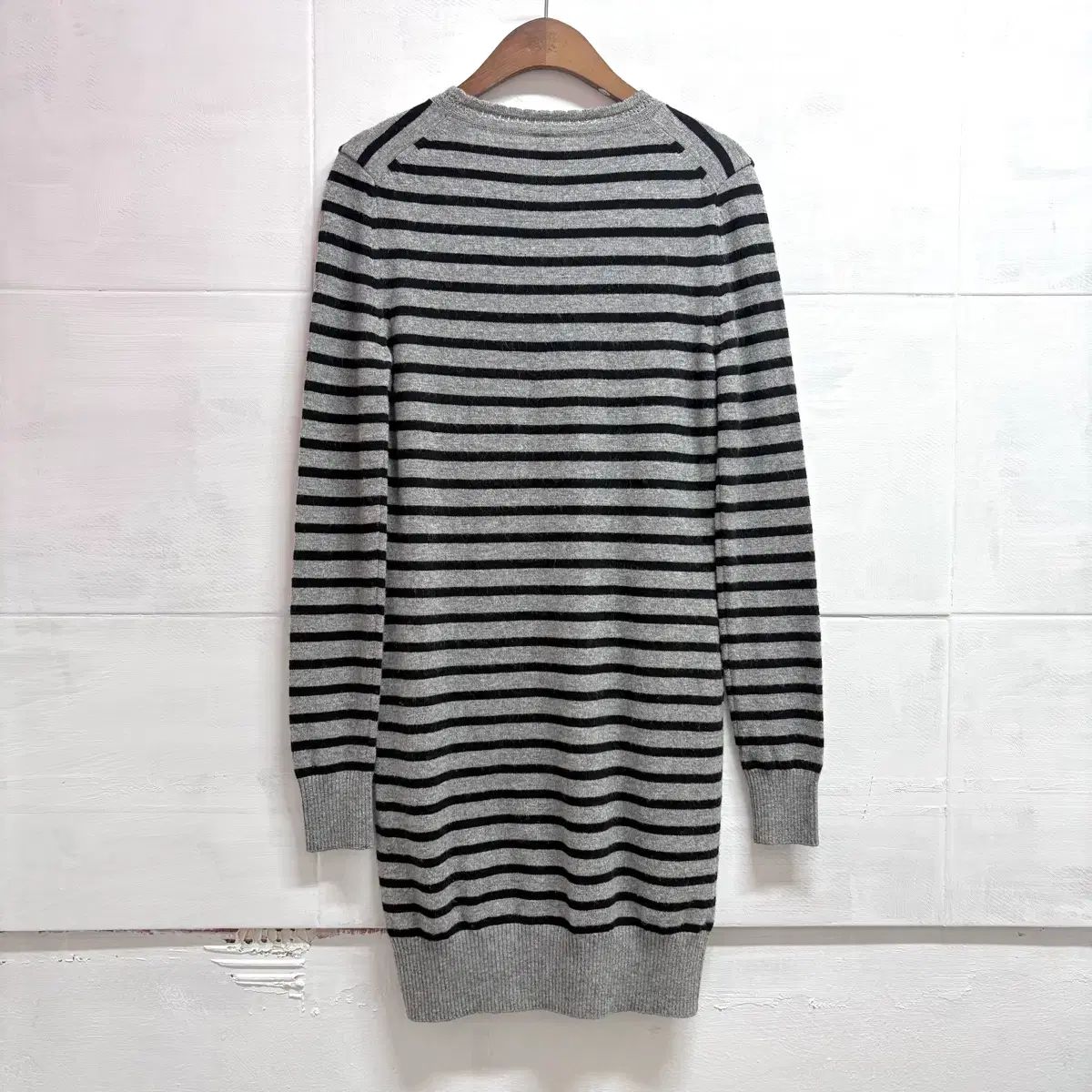  ラコステライブ ストライプ ニット ONE PIECE XS 長袖 七分袖 ひざ丈ワンピース