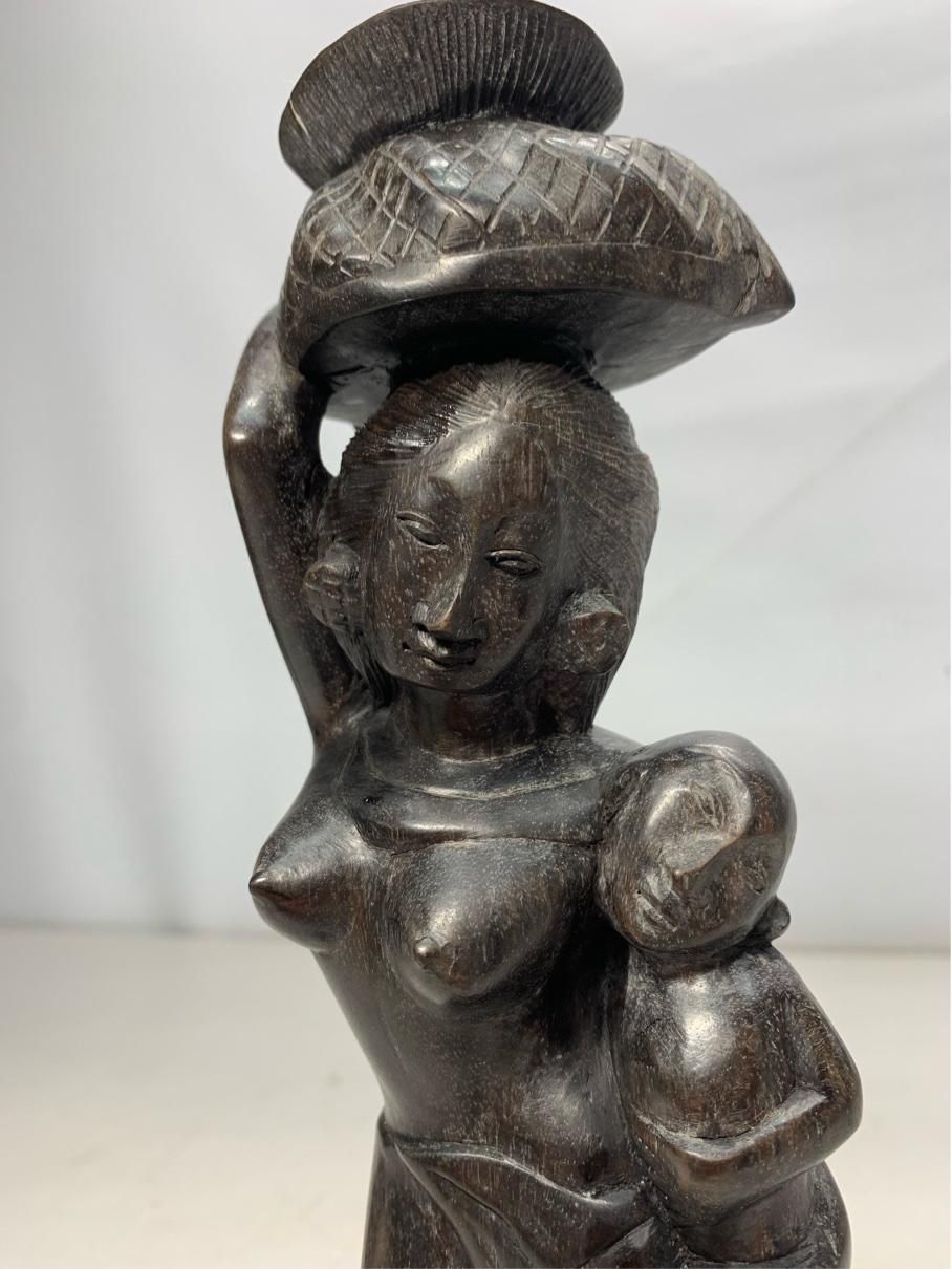 貴重 女性像 木彫り人形 バリ インドネシア 彫刻 民芸品 当時物