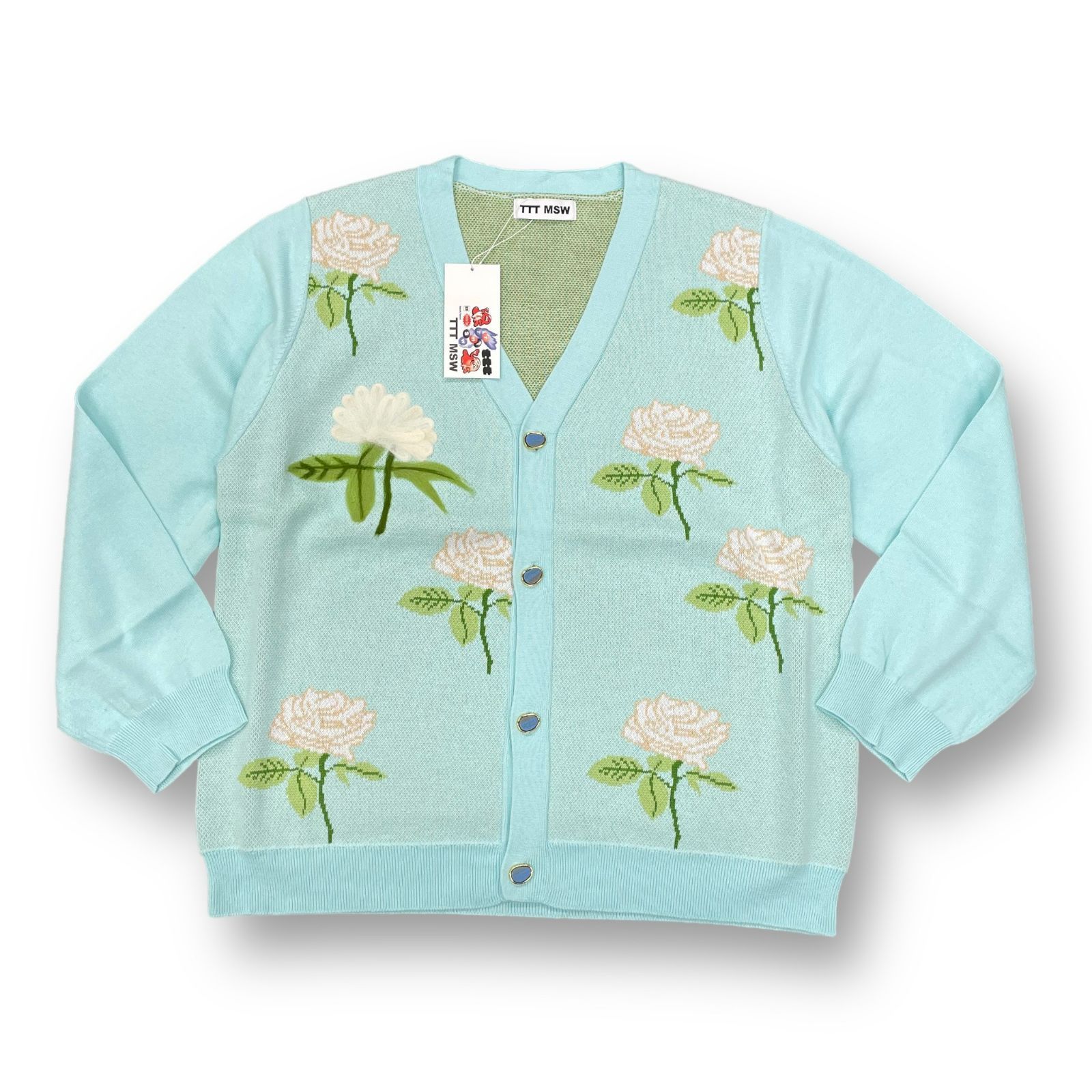 参考上代27500円 未使用 TTT_MSW 22AW Rose Jacquard Knit Cardigan 