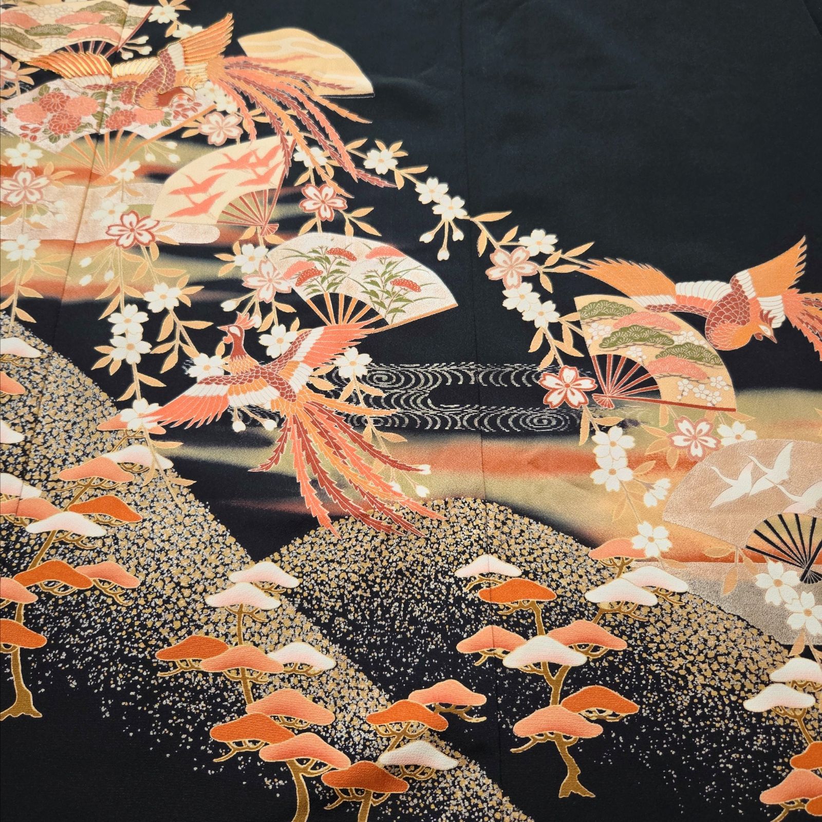 ❦Kaena❦ 着物リメイク ワンピース ロング マキシ ドレス Aライン 黒