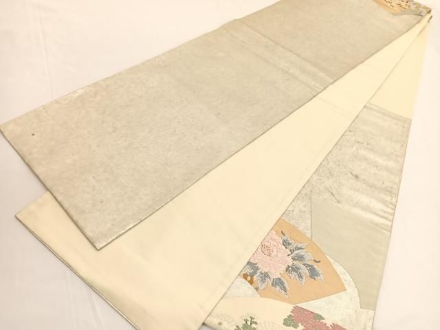 平和屋着物◎太鼓柄袋帯 飾花文 金糸 正絹 逸品 BAAV1694hv