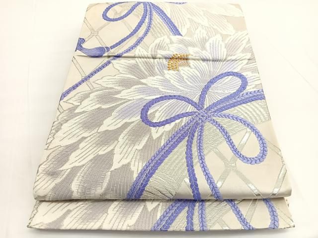 平和屋着物◎六通柄袋帯 唐織 籬牡丹文 金銀糸 正絹 逸品 BAAV9895hv