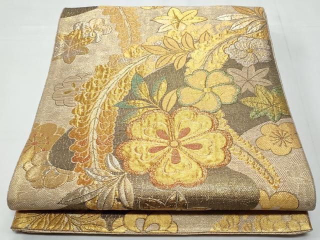 平和屋着物◎佐賀錦 六通柄袋帯 舞花文 金銀糸 正絹 逸品 CABB3652fb