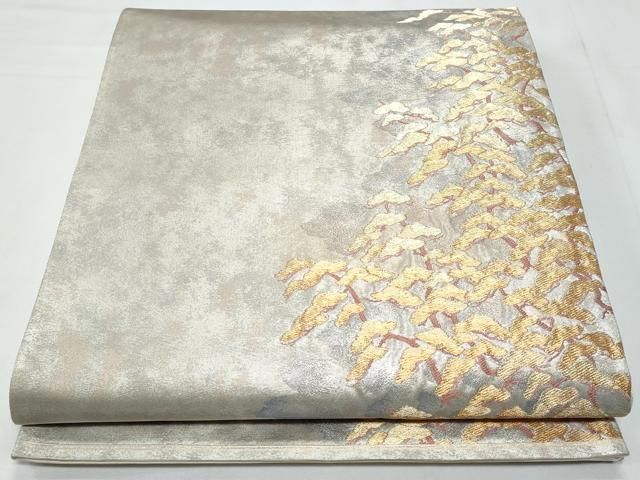 平和屋着物◎六通柄袋帯 清林寿栄文様 金銀糸 引箔 正絹 逸品