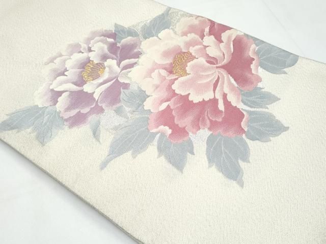 平和屋着物◎太鼓柄袋帯 綴れ 牡丹 金銀糸 正絹 逸品 未使用