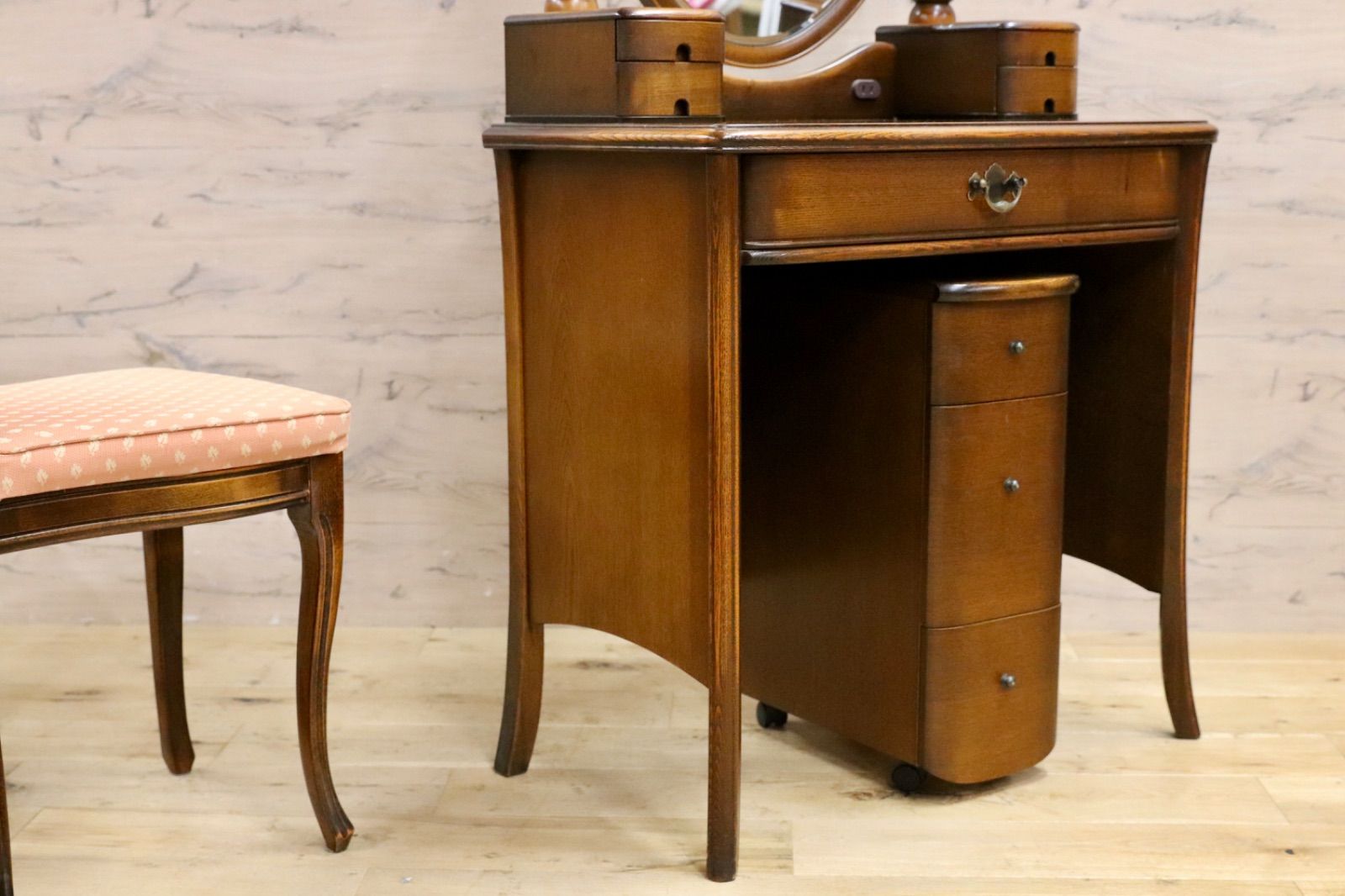 GMIS410○松永公房 カンティーニュ アルバ ドレッサー 鏡台 化粧台 3点