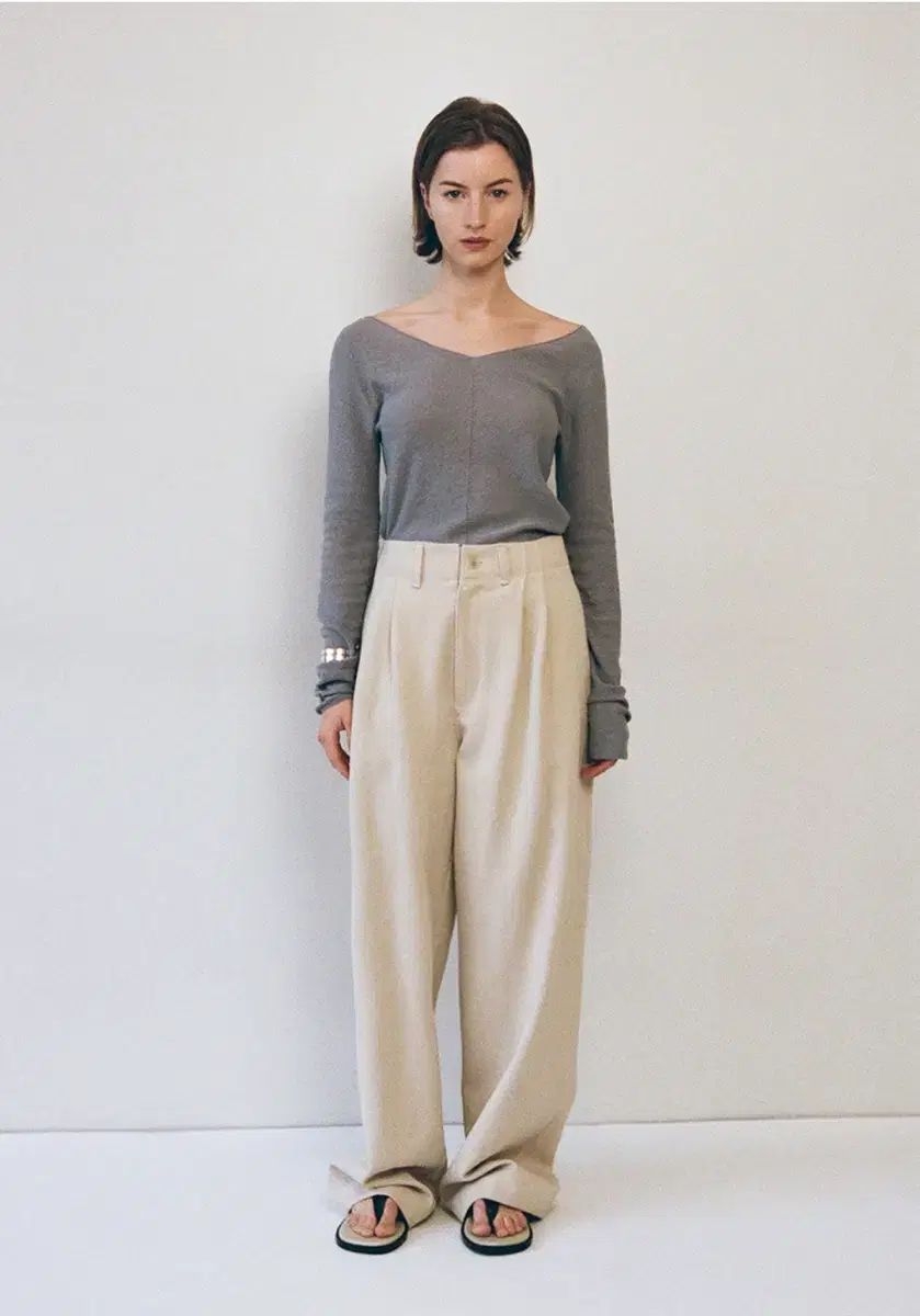 lfm ワイドツイル2タックパンツ ベージュ