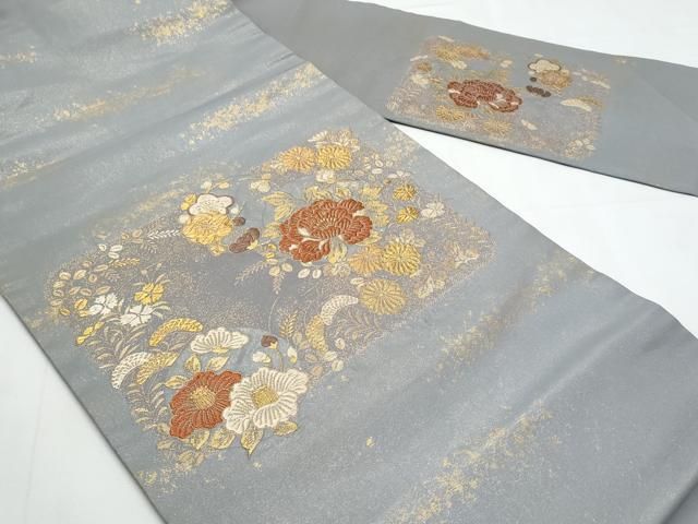 平和屋着物◎九寸名古屋帯 唐織 草花文 金糸 正絹 逸品 CABB3702fb