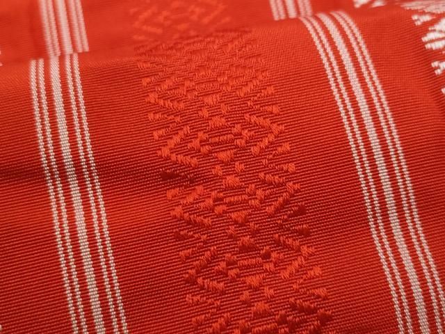 平和屋着物◎本場筑前博多織 両面 半幅帯 献上 正絹 逸品 CABB3744fb