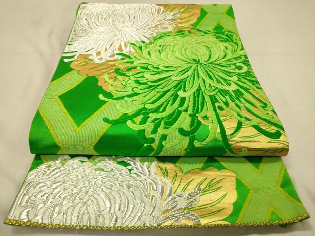 平和屋着物◎六通柄袋帯 唐織 乱菊 金銀糸 正絹 逸品 DABA2072jm