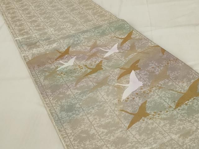 平和屋着物◎佐賀錦 太鼓柄袋帯 飛鶴箔散らし 金銀糸 正絹 逸品