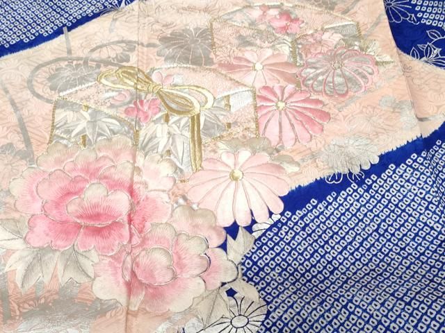 平和屋着物□豪華振袖 駒刺繍 絞り 文箱草花文 暈し染め 金銀彩 やまと