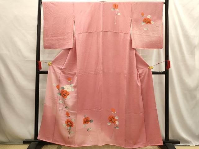 平和屋着物□江戸小紋 訪問着 草花文 暈し染め 銀彩 正絹 逸品