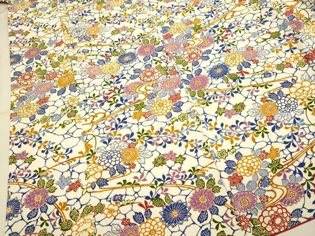 平和屋着物□上質な小紋 型染 流水草花文 正絹 逸品 DAAZ5424du - メルカリ