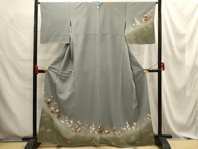 平和屋着物●訪問着　型染　風景花文　正絹　逸品　DABA1895ps 平和屋着物□訪問着 扇面草花文 暈し染め 金彩 正絹 逸品 AABD5595sx
