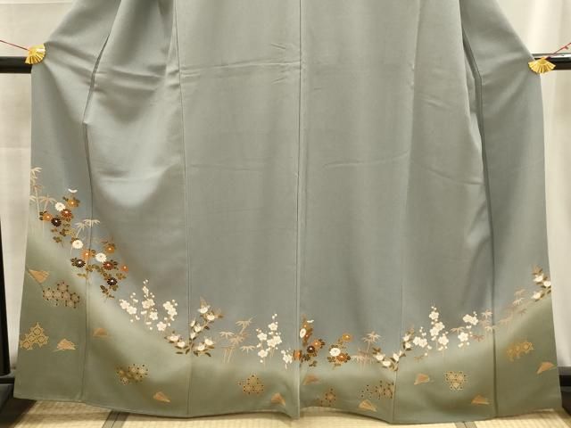 平和屋着物●訪問着　型染　風景花文　正絹　逸品　DABA1895ps 平和屋着物□訪問着 扇面草花文 暈し染め 金彩 正絹 逸品 AABD5595sx