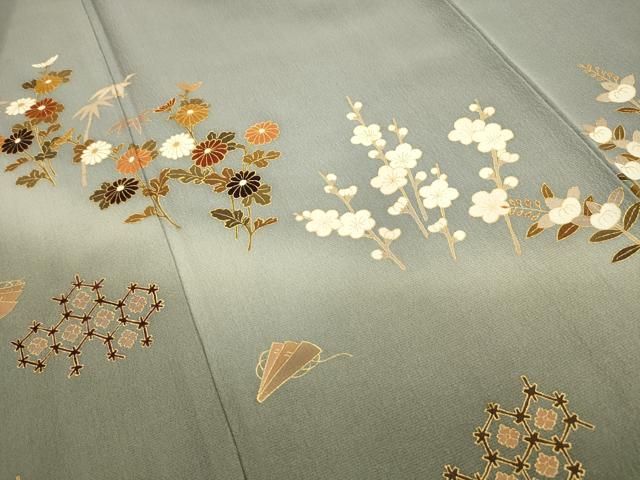 平和屋着物▽上質な小紋　単衣　扇面花唐草文　暈し染め　正絹　逸品　AABD0239fy 楽天市場】平和屋着物▽上質な小紋 単衣 作家物 草花文 正絹 逸品