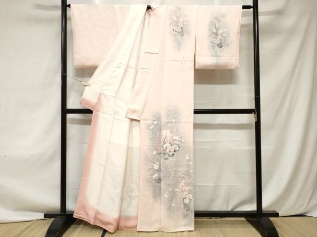 平和屋着物●訪問着　作家物　霞　草花地紋　正絹　逸品　DAAZ5042du 平和屋着物□訪問着 友禅 花籠文 暈し染め 正絹 逸品 CAAZ5737ev