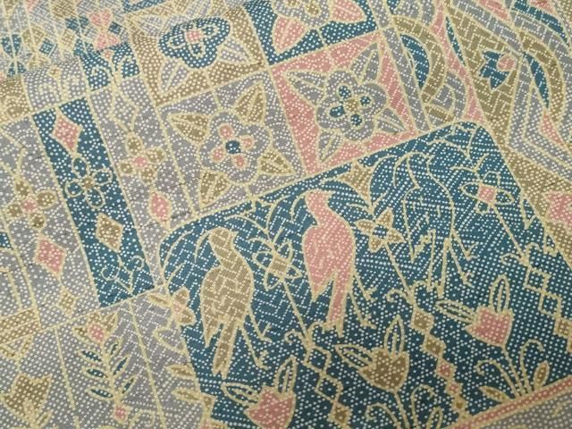 平和屋着物□本場染大島紬 吉祥花鳥文 正絹 逸品 未使用 CAAZ5743ev