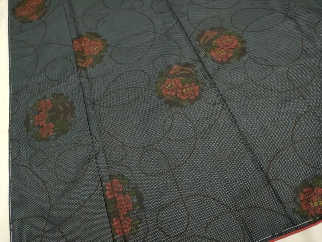 平和屋着物□本場大島紬 7マルキ 草花文 正絹 逸品 未使用 DAAZ5436du