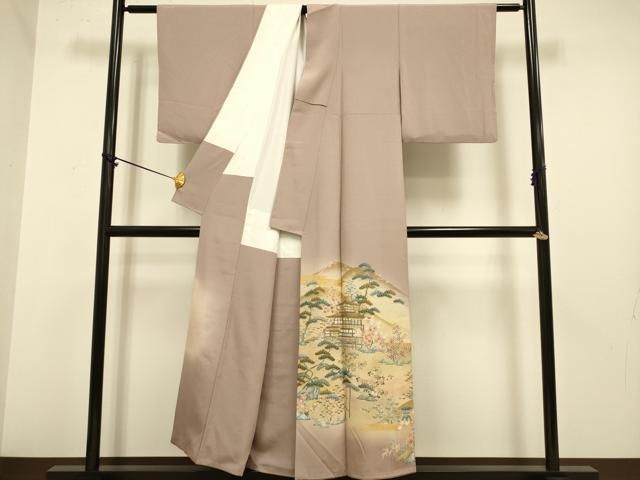 平和屋着物□豪華色留袖 作家物 寿光織 風景松文 暈し染め 金糸 正絹