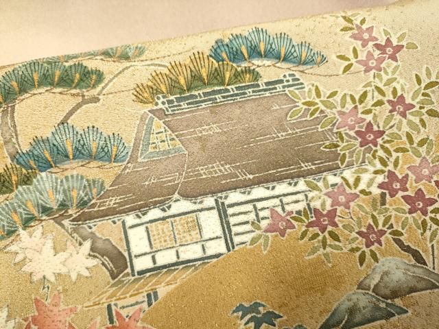 平和屋着物□豪華色留袖 作家物 寿光織 風景松文 暈し染め 金糸 正絹