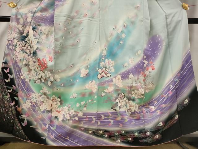 平和屋着物□訪問着 花蝶文 暈し染め 銀彩 正絹 逸品 AABE4481st