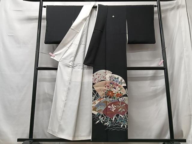 平和屋着物□豪華黒留袖 作家物 地紙花鳥文 暈し染め 金彩 正絹 逸品