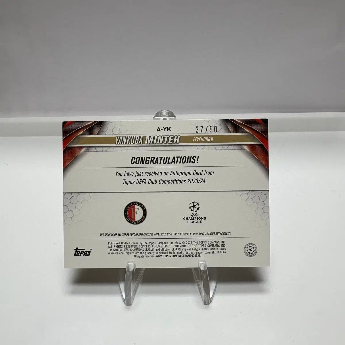 フェイエノールト 얀キーバ ミンテ ルーキー 50 GOLD オート カード A