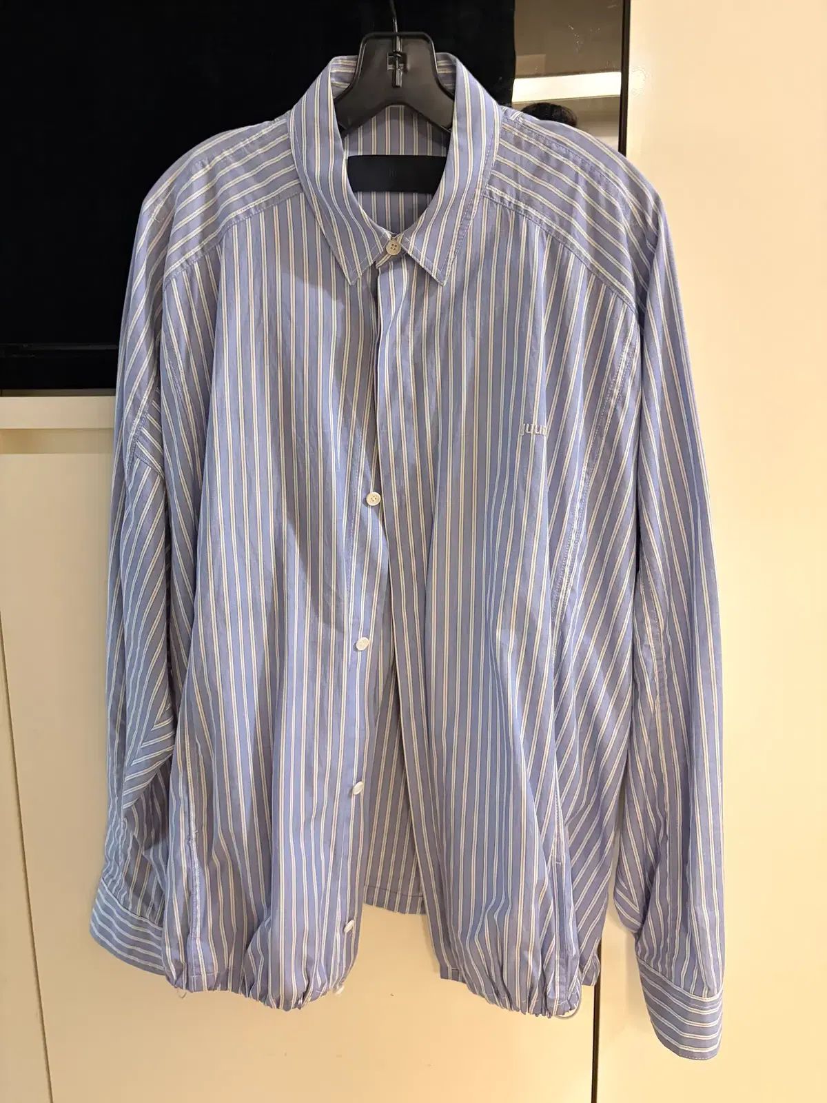 Juun J ジュンジェイ ストライプ ストリングシャツ スカイブルー 46