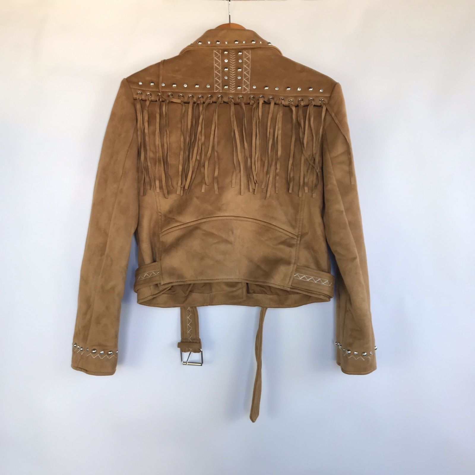 ZARA BASIC フェイクスエードスタッズ付きモトバイカージャケット