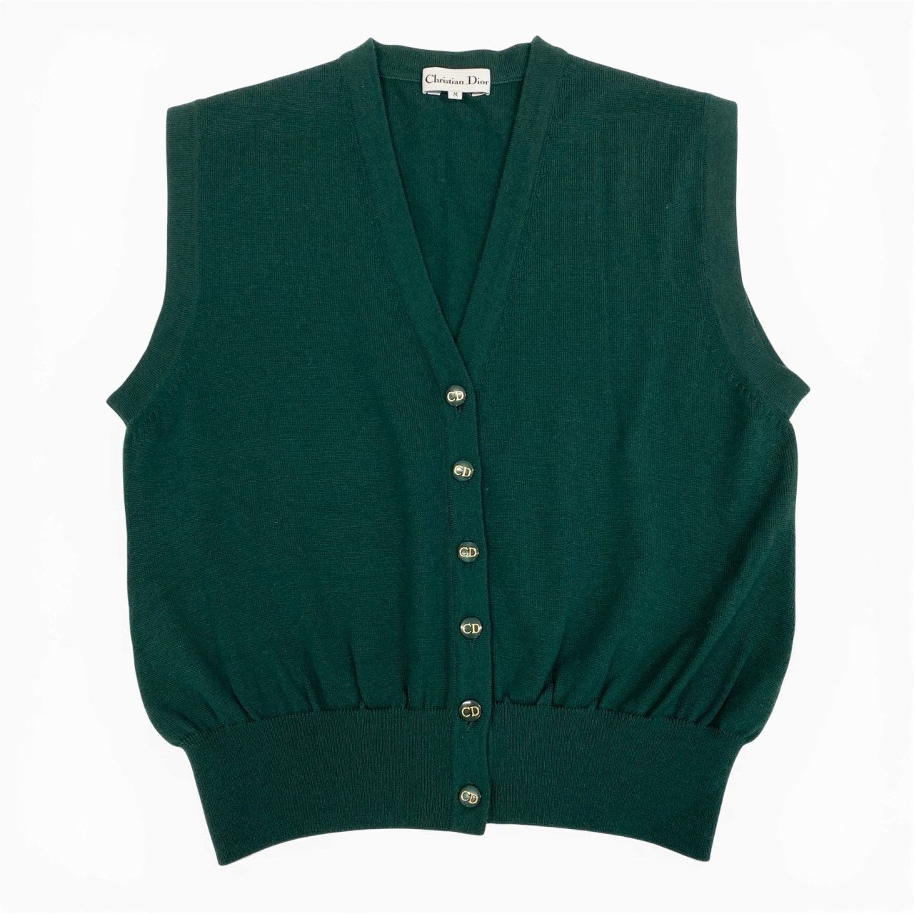 4 a Vintage Christian Dior ヴィンテージ クリスチャンディオール CD Logo Button Wool Knit Vest ウール ニットベスト Size M レディース 女性用k 02 i