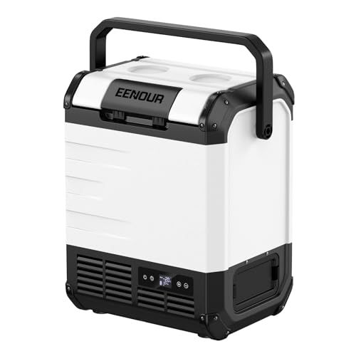 EENOUR コードレス冷温庫 D 10 PRO L 20℃?60℃ バッテリー内蔵 冷凍 保温両用 ミニ冷蔵庫 両開きフタ コンプレッサー式 車載冷蔵庫 4 WAY電源対応 AC 100 V DC 12 24 電池 ポータブル冷蔵庫 急速冷凍 保温 m
