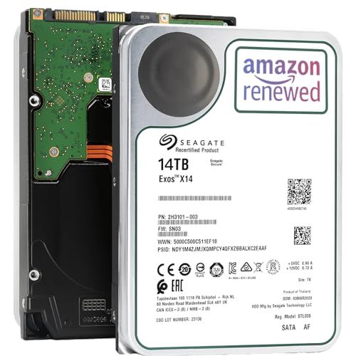 整備済み品 ST Exos X 14 TB HDD 3 5インチ 7200 RPM SATA 6 Gb s 256 MB キャッシュ 監視システム対応 エンタープライズハードディスク 高耐久性 データセンター向け 2年保証 m