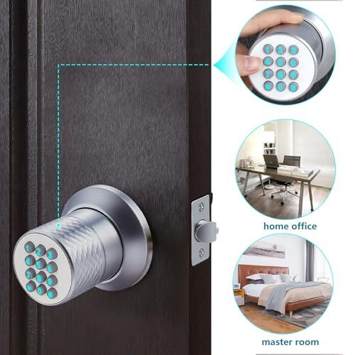 uyoyous スマートロック 電子キーパッド付き デジタルドアノブ 暗号化機能 自動ロック バックアップメカニカルキー USB緊急充電 簡単取り付け デジタルドアロック m