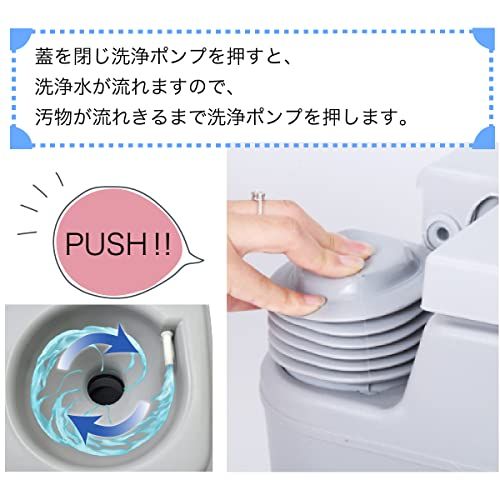 Hilax ポータブル水洗トイレ 10L タンク簡単取り外し 簡易トイレ 非常