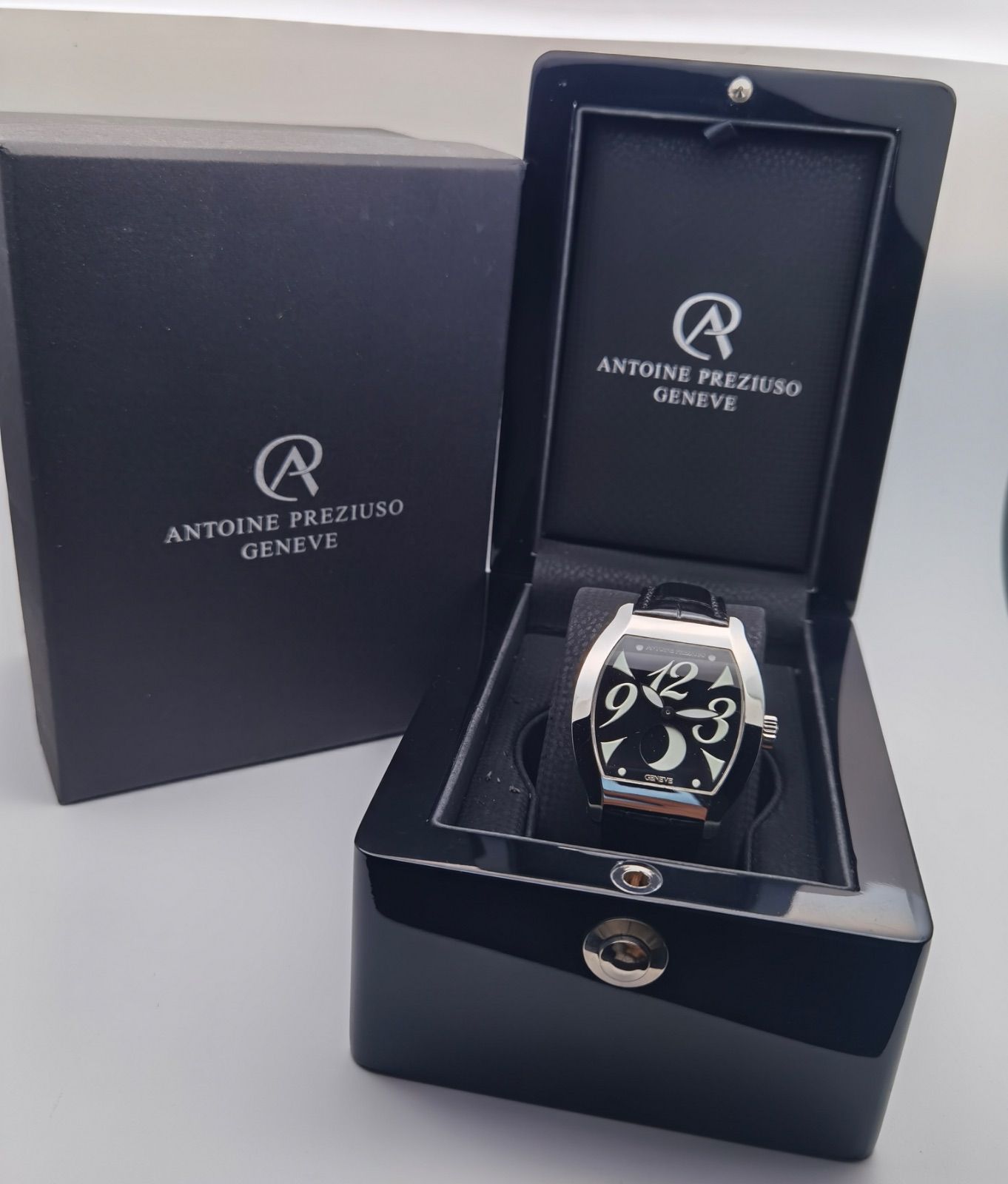  き アントワーヌプレジウソ Antoine Preziuso ムーンライト ラージサイズ ムーンフェイズ 黒文字盤 SS 自動巻き メンズ 腕時計 自動巻き時計 腕時計(アナログ)