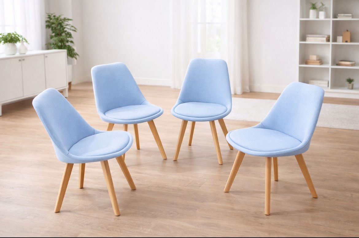 4脚セット布イス おしゃれ 新生活イームズチェア ダイニングチェア天然木脚組立簡単北欧 シンプル