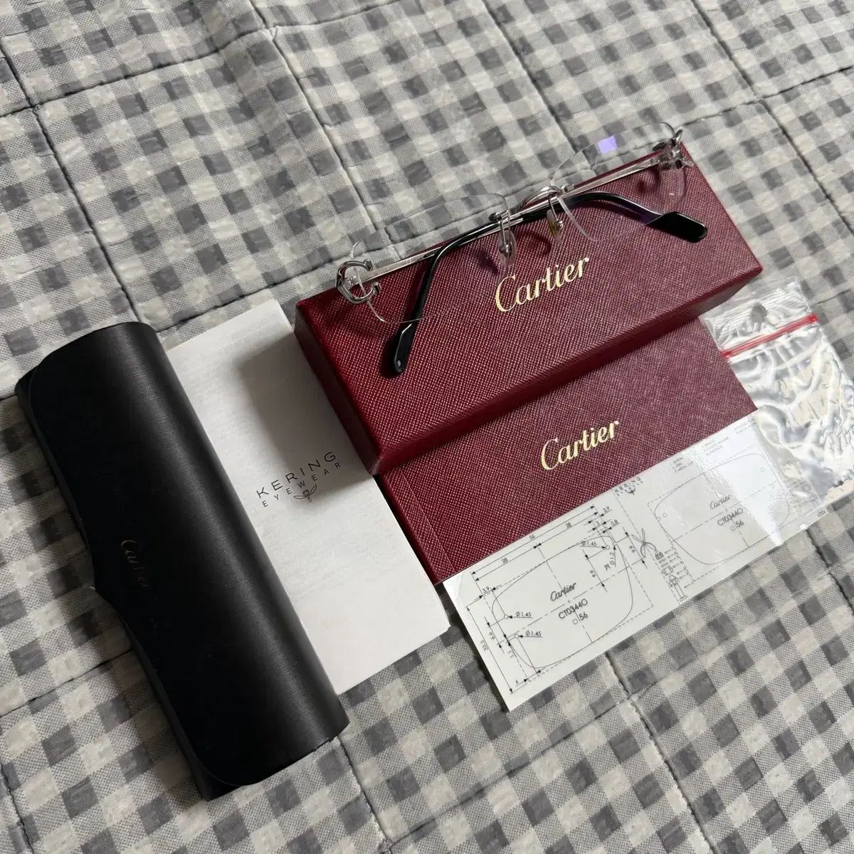 Cartier カルティエ C デコ フチなし メガネ シルバー ct 0344 O