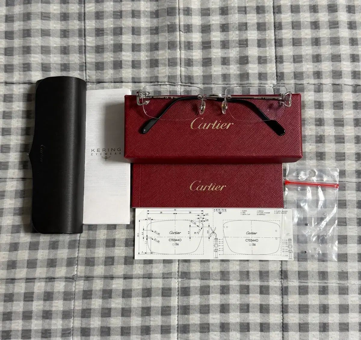 Cartier カルティエ C デコ フチなし メガネ シルバー ct 0344 O